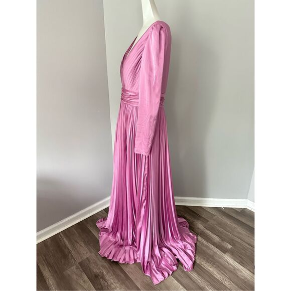 MAC DUGGAL PLEATED LONG SLEEVE V-NECK GOWN US 10 $458 - Picture 7 of 10